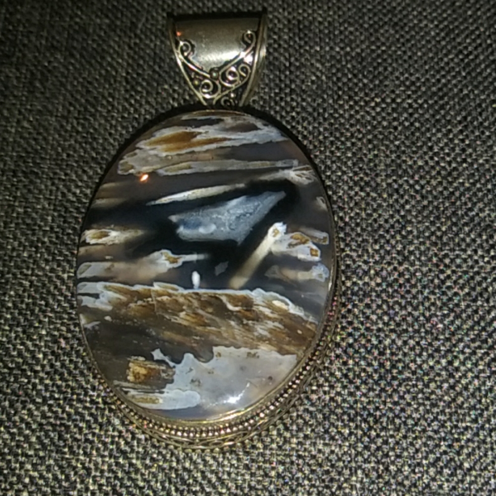 NATURAL Turkish Stick Agate, Vintage Style Pendant